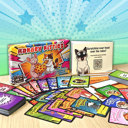 Hangry Kitties cards spread out